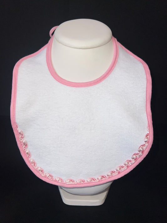 Mini bavoir personnalisé – Ruban rose satiné